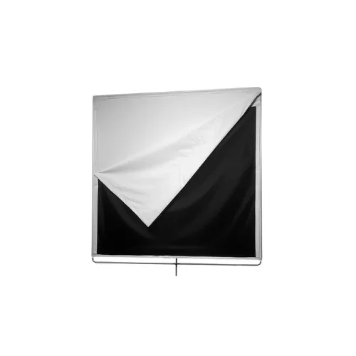 Bandera Ultrabounce Floppy de 120x120 cm en blanco y negro para rebote de luz profesional en cine.
